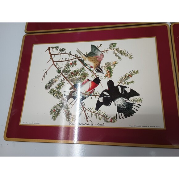 pimpernel placemats set 4 Audubon Birds Red Cardinal Indigo Grosbeak Cork Havell - Picture 3 of 10